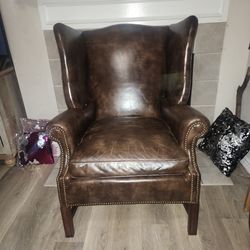 George III Mahogany Wing Chair with Leather Upholstery ottoman 1923