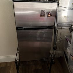 Mini Fridge Freezer Combo With Rolling Cart