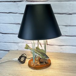 Wood & Metal Fish Lamp Light