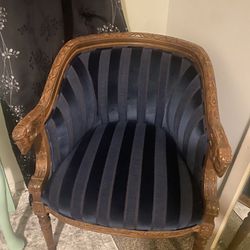 Blue Vintage Wood Chair No Tears Great Condition