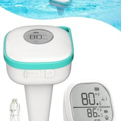 POOLHACKER Rechargeable Pool Thermometer Wireless, Pool Thermometer Floating Easy Read, Large Display for Swimming Pool,