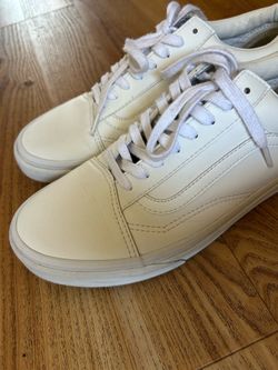 Vans Old Skool White Leather Sneakers size 9.5