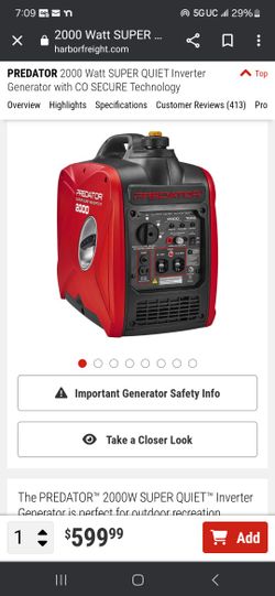 2000 Watt Predator Inverter Generator