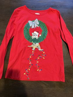 Red Girls Christmas Long Sleeve Shirt - size 10