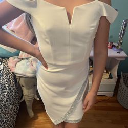 Size 0 White Dress With Rhinestone Accents 