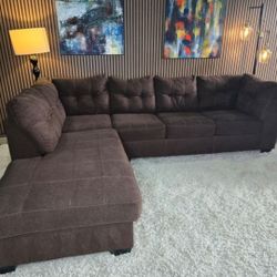 Ashley Furniture L Shape Brown Sectional 2 Piece Clean and Comfy
