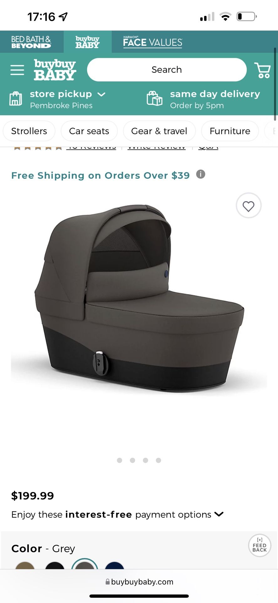 Cybex Gazelle S Carry Cot Bassinet Stroller Newborn