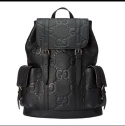 GUCCI Black Jumbo GG Leather Large Backpack Authentic