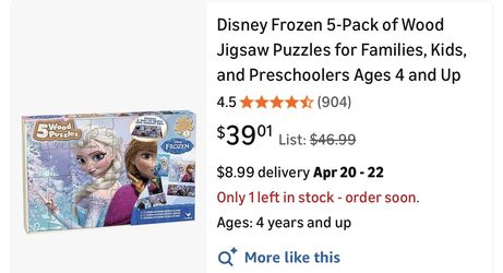 Frozen Five puzzle set with carrying case.