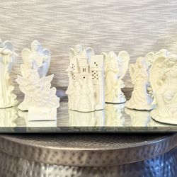 🎄 PartyLite Angel Candle Holder Set – 10 Pieces – Excellent Condition
