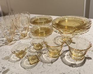 Grandma’s Depression Glass -Vintage Yellow Madrid Pattern