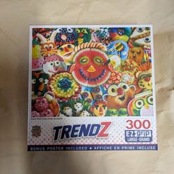 This is the MasterPieces Trendz Funny Face Food 300 EZ-Grip Jigsaw Puzzle. 