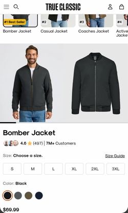 True Classic Black Bomber Jacket