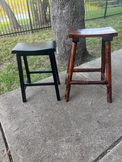 Black & Brown Wooden Stool Bundle - Stylish, Pickup Today