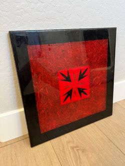 18x18 Hand Painted Black and Red Original Art With Epoxy Finish