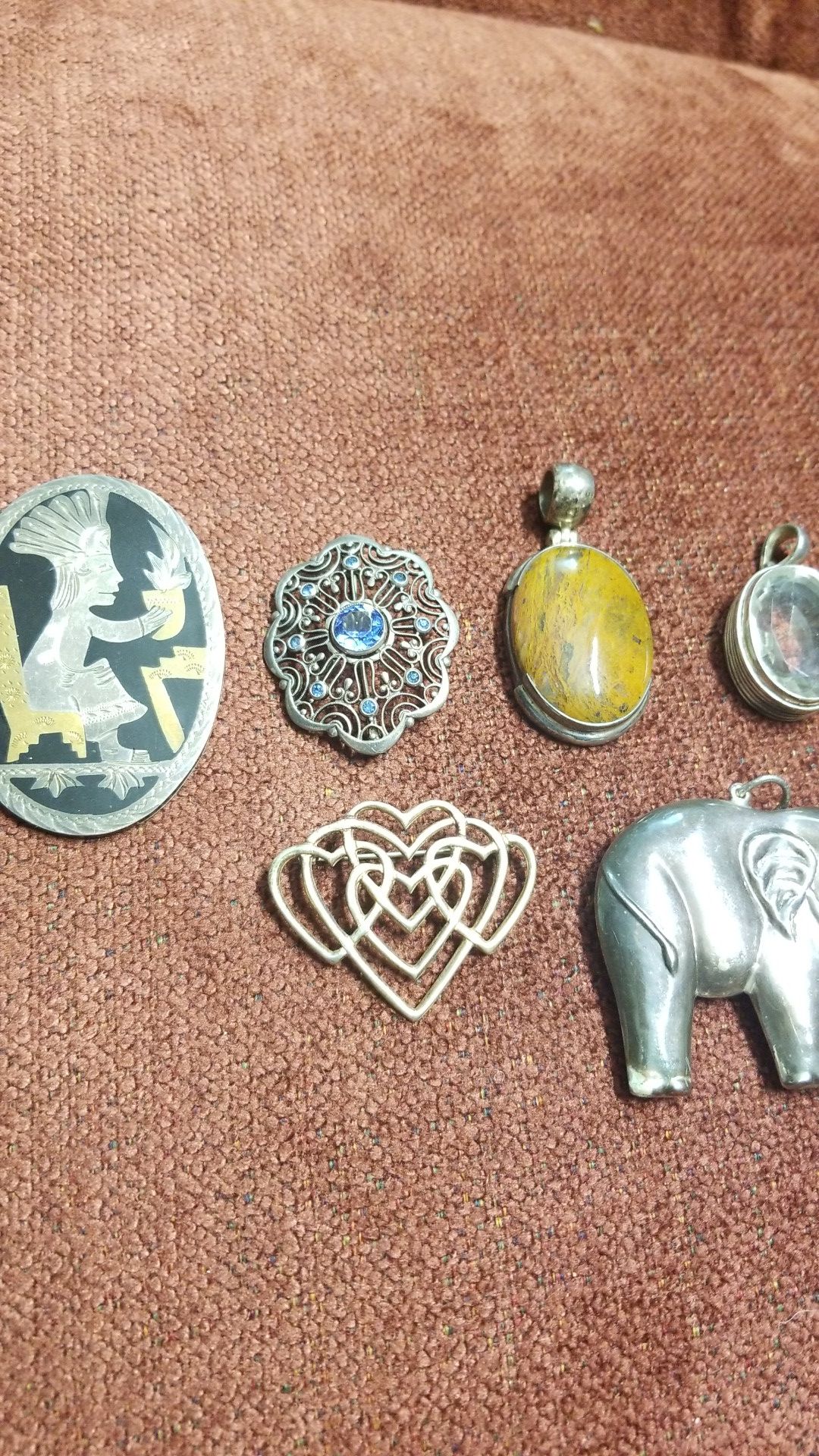 STERLING SILVER PENDANT AND PINS LOT