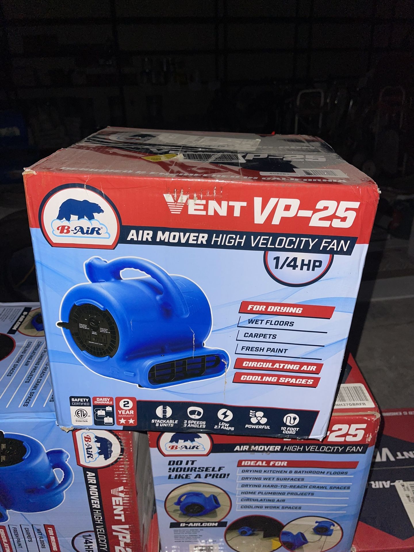B- Air VP-25 Vent Blue 3-speed Compact Air Mover 1/4