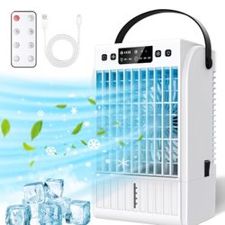 Portable Air Conditioners, 4 Wind Speeds 1500 ML Quiet Portable AC with Remote, 2 Speeds Humidifier & 2-6H Timer Evaporative Air Cooler, 7 Color Light