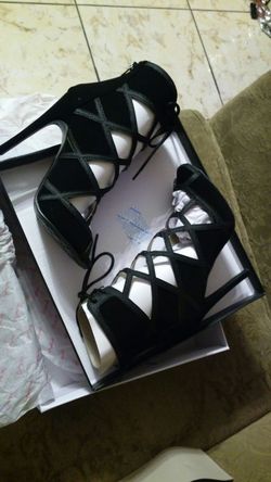 Black lace up heels