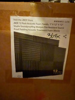 JBER Acoustic Foam Panels 36-Pack Black