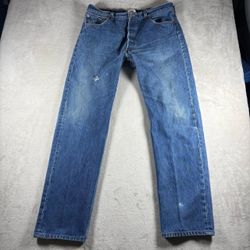 Levi’s 501 Men’s Size 34x32 Blue Distressed Jeans USA Butterfly Straight #2329