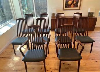 Set of 10 Vintage Mid Century Danish Dining Chairs