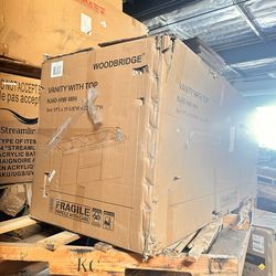 NJ60-HW-WH  WOODBRIDGE 59 in. W x 19-5/8 in. D Wall Mounted Floating Vanity in Glossy White with Resin Composite Vanity Top in Glossy White