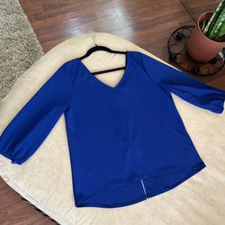  NY&C Blue Bow Design Blouse