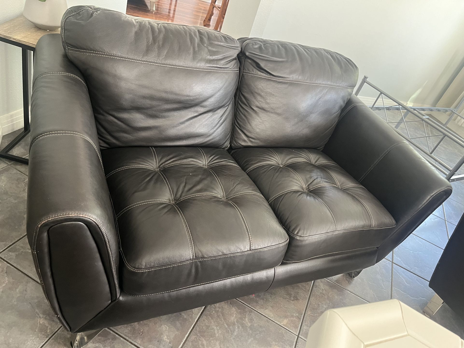Leather Loveseat 