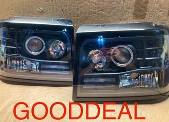 OH125 Fit 92-98 Ford Bronco Halo Led F150/250/350 Black Headlight Pair 
