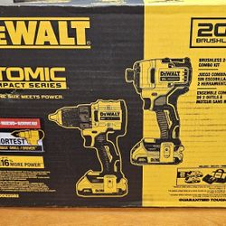 Dewalt 20-Volt Brushless Cordless Impact Driver , Drill Driver Combo Kit W 2.0Ah Batteries Charger And Contractor Bag Included 