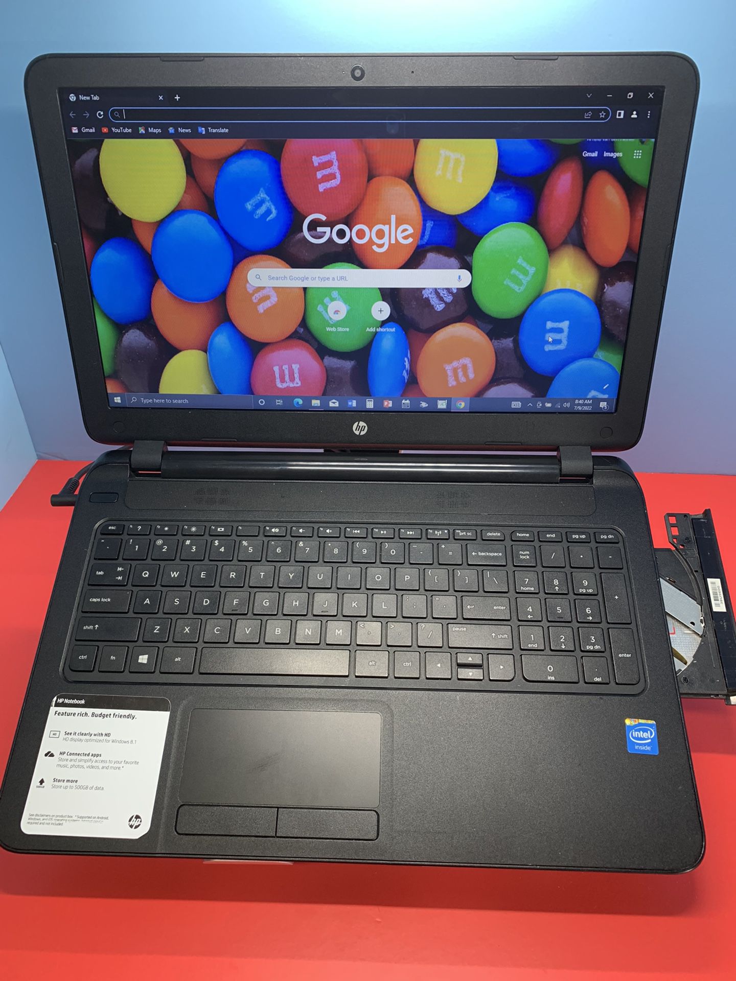 HP NOTEBOOK model # 15  500 GB  HHD ...4.0 RAM . READY FOR CLASSES ON LINE OR WORK FROM HOME  