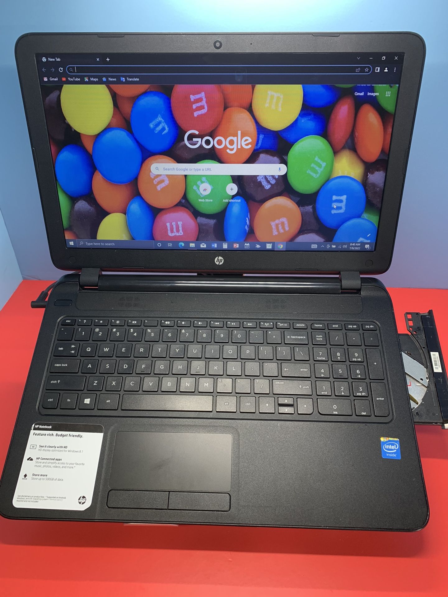 HP NOTEBOOK model # 15 500 GB HHD ...4.0 RAM . READY FOR CLASSES ON LINE OR WORK FROM HOME