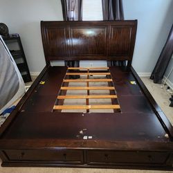 Kind size sleigh bed with 6 drawers