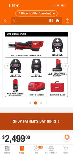 Milwakee cordless copper press tool kit whith two 1.5 Ah battery Hard case