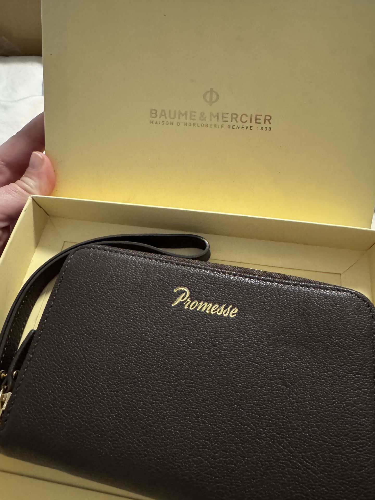 Baume & Mercier -Promesse- Brown Leather Wristlet
