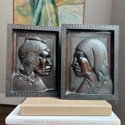 Set Of Native Handcrafted Mahogany Art 11.5” x 9"( firm on price )