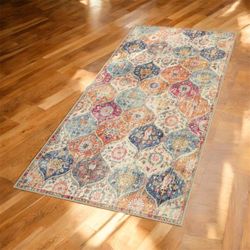 Geometric Multicolor Runner Rug 23.62 x 47.24 in Non-Slip, Kitchen/Hallway