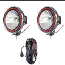 (2) 7 inch 55W Xenon Off Road  Lights + Wiring Harness and Switch Kit