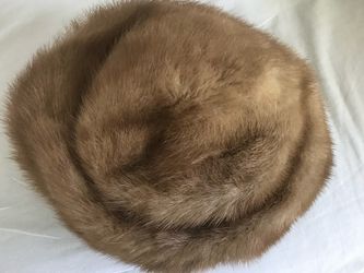 High Quality Genuine Fur / Mink Pillbox Style Hat 1940s Vintage Women’s Size 6 7/8