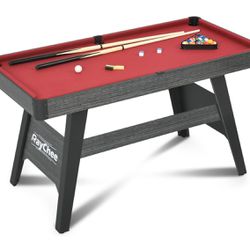 4/4.5Ft Pool Table, Portable Billiard Table for Kids and Adults, Mini Billiards Game Tables W/ 2 Cue Sticks, Full Set of Balls