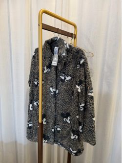 Mickey and Minnie Mouse Faux Fur Animal Print Coat for Women