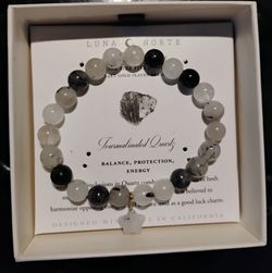 LUNA NORTA TURMOLINED QUARTZ BRACELET -  14 KT GP