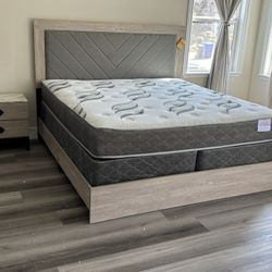 E. King Size Bed Frame With Mattress