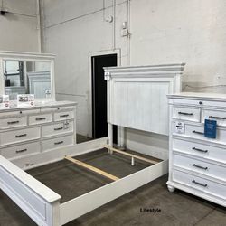 Kanwyn Whitewash Panel Bedroom Set- Fast Delivery 