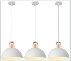 (Brand New in Box)  Farmhouse Pendant Light; 3 Packs 11.8 inch White Pendant Light; Kitchen Pendant Lights; Industrial Pendant Lighting; Pendant Light