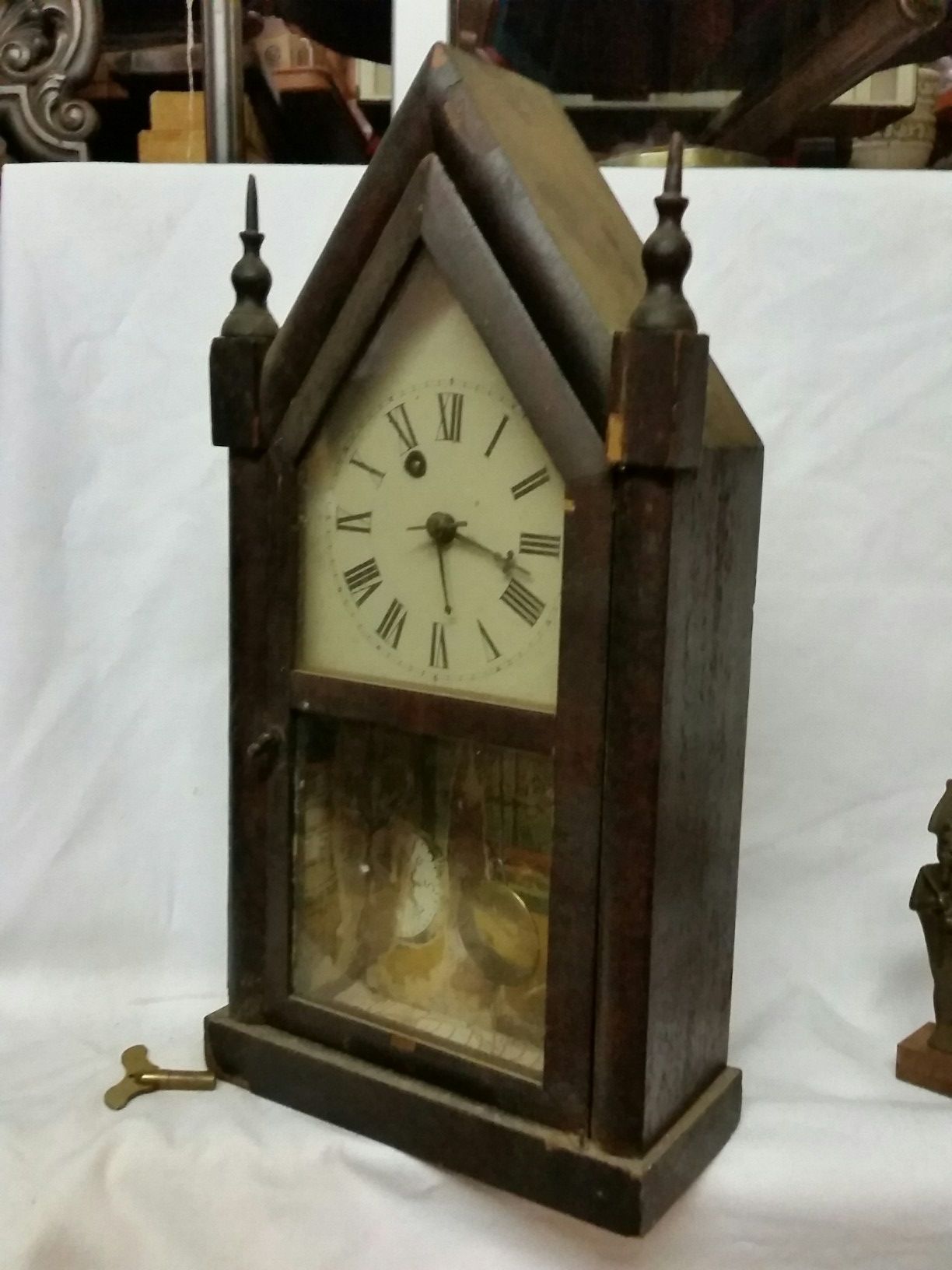 Small antique Cathedral clock as is