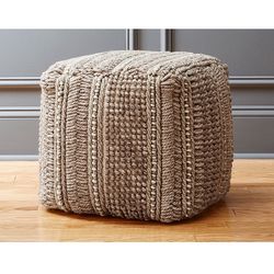Set of 2 Boho Neutral Poufs – Floor Cushions / Seats or Stools 