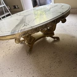 Coffee Table With Marbel Top And Wood Base 