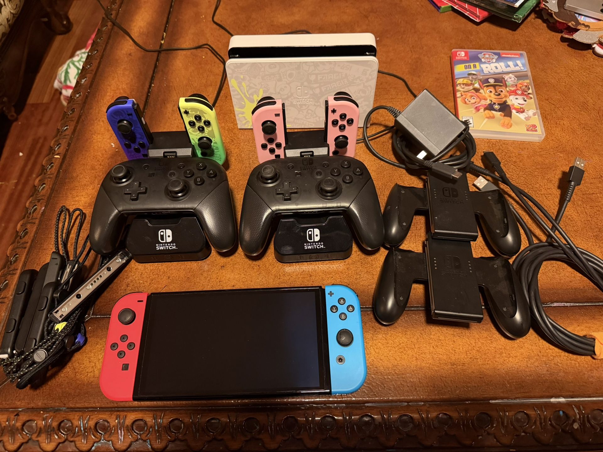 Nintendo Switch OLED Bundle – 3 Joy-Con Sets, 2 Pro Controllers, Docks & Accessories